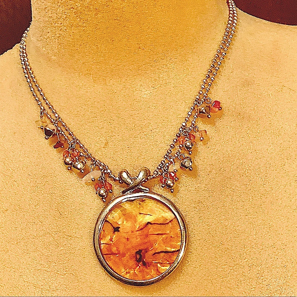 Gorgeous orange pendant and beaded necklace